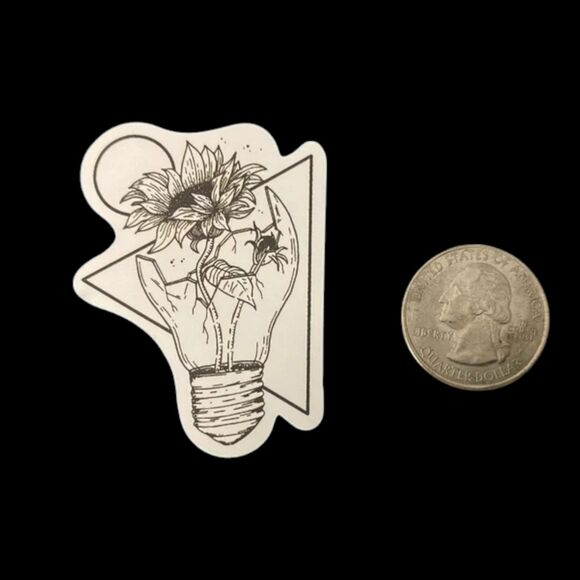 10/$10 – Floral Lightbulb Vinyl Sticker – Black & White Waterproof Decal - Picture 1 of 1
